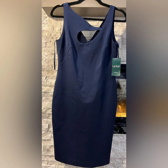 NWT Lauren Ralph Lauren navy Dress with cutout size 4 - Picture 1 of 7